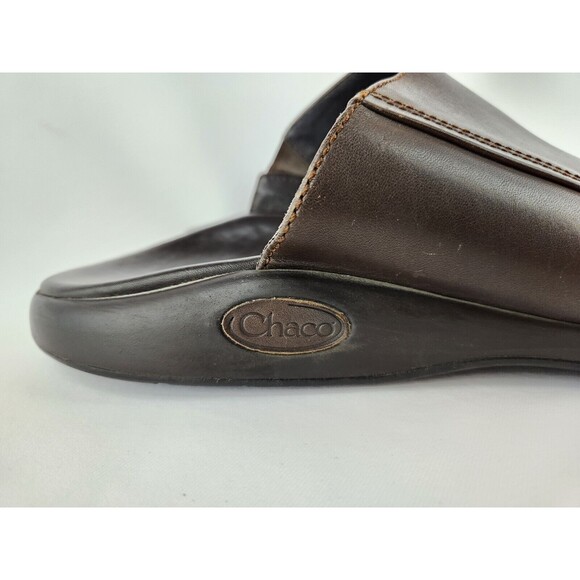 Chaco Men\'s Brown Leather Slides Sandals Shoes -‎ Size 13 - Made In Portugal main image 6